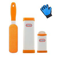 Macy Pet Hair Remover Brush - Fur & Lint Removal Brush with Self-Cleaning Base - Dog & Cat Hair Remover for Furniture, Couch, Carpet, Bed, Car Seat, Clothing - Animal Fur & Dust Removal Tool(Orange)