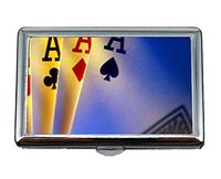 Cigarette Case & Stash Box,Heart aces Cards Spades Diamonds Clubs Credit Card ID Case/Holder/Cards Case