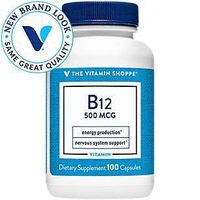 Vitamin B12 500mcg Supports Energy Production, Once Daily Dietary Supplement Vitamin B12 (As Cyanocobalamin), Gluten Dairy Free (100 Capsules) by The Vitamin Shoppe