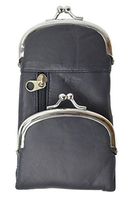 Genuine Leather Cigarette and Lighter Case with Twist Clasp by Marshal (Navy Blue)