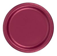 24 Plates 7" Paper Dessert Plates Wax Coated - Burgundy