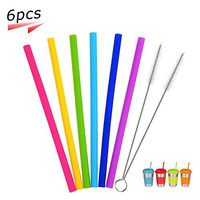 Reusable Straw Drinking Straws Food-Grade Silicone Straws Flexible Smoothies Bent Straws with Cleaning Brushes for Rtic Yeti Ozark Rambler Tumblers Straw Lid 30 Oz or 20 Oz,BPA-Free - 6 Pcs