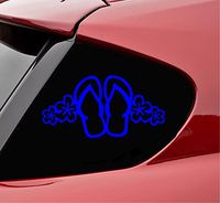 Slap-Art Flip Flop Sandals Flowers Vinyl Decal Sticker (Blue)