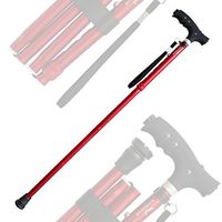 KingGear Travel Adjustable Folding Canes and Walking Sticks for Men and Women - Led Light and Easy Grip Handle for Arthritis Seniors Disabled and Elderly - Best Mobility Aids Cane (Red K5)