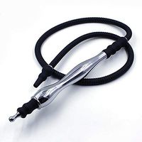 Aluminum Handle Silicone Hookah Hose - Black 72 Inch, Stainless Steel Hookah