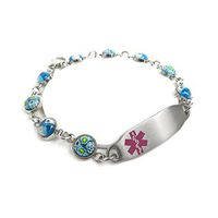 My Identity Doctor - Medical Bracelet for Women with Custom Engraving - 1cm Steel, Glass - Purple - Wrist Size 8 Inch