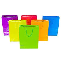 Ifavor123 Assorted Neon Bright Color Gift Bags for Any Occasion - Small (9"H x 7.5"L x 3.5"W) - 12 Pack
