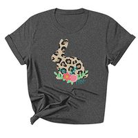 FDelinK Womens O Neck Fun Happy Graphic Tees Summer Cute Letter Printed T-Shirts(Dark Gray,XL)