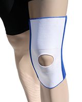Alpha Medical Dual Stay Compression Support Knee Brace w/Open Patella (Small White w/Blue Trim)