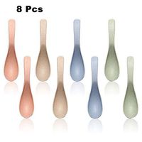 8 Pcs Unbreakable Wheat Straw Spoons, Dishwasher Safe Meal Spoon for Home Office School Restaurant, Anti-scalding Long Handle Soup Spoon for Kids or Adult