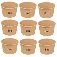 Paper Ice Cream Cups CheeseandU 100-Count 8-Oz Disposable Dessert Bowls for Hot or Cold Food Kids Summer School Birthday Party Supplies Treat Cups Bowls for Sundae Frozen Yogurt Soup Brown