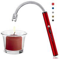 Candle Lighter, Upgraded USB Charging Arc Lighter with 360° Flexible Neck, Suitable Ignite Light Candles Gas Stoves Camping Cooking Barbecue Fireworks Flame, Red