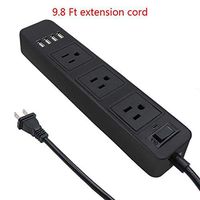2 Prong Power Strip, USB Power Strip with 9.8ft Extension Long Cord, 3-Outlet Surge Protector with 4 USB Charging Ports for Smartphone