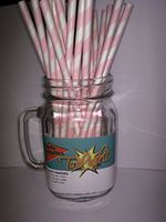 Light Pink Candy Striped, Vintage Paper Drinking Straws 25 ct. - Twilight Parties