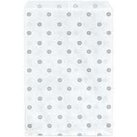 200 pcs Shimmering Silver Polka Dot Paper Merchandise Gift Bags Shopping Sales Tote Bags 6"x9" - Caddy Bay Collection