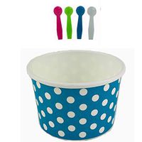 Worlds Paper Ice Cream Cups With Plastic Spoons Polka Dot Paper Yogurt Cups 4oz Blue 50 Set