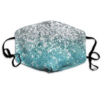 Soft Earloop Mouth Ma.SKS, Anti-Dust Smog Mouth-Muffle with Adjustable Elastic Band - Windproof Silver Falling Sparkles On Light Blue Glitter Half Face Mouth Ma.sk