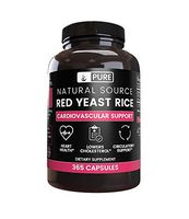 Natural Red Yeast Rice, 365 Capsules, 4 Month Supply, No Magnesium or Rice Filler, No Gluten or Dairy, Made in USA, Highest Quality & Purity, 1245mg of Undiluted Red Yeast Rice with No Additives