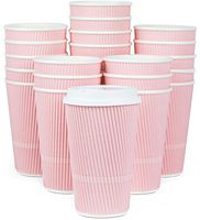 Glowcoast Disposable Coffee Cups With Lids - 16 oz To Go Coffee Cup (80 Pack). Large Travel Cups Hold Shape With Hot and Cold Drinks, No Leaks! Insulated Ripple Cups Protect Hands, No Sleeves needed!