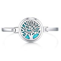 MESINYA New 30mm Aromatherapy/316L S.Steel Essential Oils Diffuser Locket Bracelet Bangle (Tree of Life 8'' fbm)
