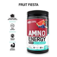 Optimum Nutrition Amino Energy + Uc-Ii Collagen, Vitamin C for Immune Support, Fruit Fiesta, 30 Servings