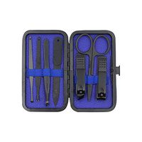 7 pcs Professional Stainless Steel Chameleon Portable Travel Grooming Kit Finger & Toe Nail Care Nail Scissors Fashion Leather Case in Gift Box (Black)