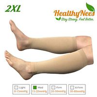HealthyNees Shin 15-20 mmHg Med Compression Fatigue Support Extra Wide Calf Plus Tall Leg Big Calves Sleeve (Beige, 2XL)