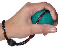 Secure Stress Ball on a String - Perfect for Stress Relief, Hand Exercise, Strengthening, Rehabilitation - Medium Density All with Exercise Guide - No Falling or Rolling Away (Medium - Green)