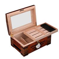 YX Xuan Yuan Cigar Box ，Cigar Box Imported Cedar Wood Cigar humidor Transparent Glass Window Cigar Box Smoking Cigar Cabinet Piano Paint Cigar Box (Color : A)