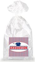 Red White and Blue Graduation Cap Party Favor Bags with Ties - 12pack