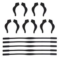 Dolity 5 Sets Pack Kids Glasses Silicone Cord Ear Grips Children Eyeglasses Temple Locks with Head Band Strap Retainer - Black