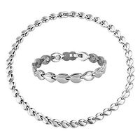Magnetic Bracelet and Necklace N+NITROLUBE Women Fashion Stainless Steel Jewelry Set Relieve Arthritis Pain and Promote Blood Circulation