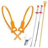 Kalevel 5 in 1 Drain Snake Hair Drain Clog Remover Cleaning Tool 25inch Cleaner Snake for Bathroom Kitchen Sink (B Set)