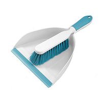 Everclean Dustpan and Brush Set with Ergonomic Brush Design, Aqua/White (6670)