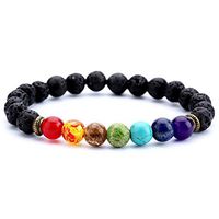 Airlove Men Women Lava Rock 7 Chakra Aromatherapy Essential Oil Diffuser Bracelet Elastic Natural Stone Yoga Beads Bracelet Bangle