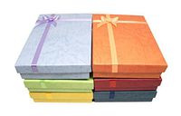 RJ Displays Flower Bow Tie Necklace Gift Box with Rose-Bug Bows in Assorted Colors 5 X 7.1 X 1.3 (Pack of 6)