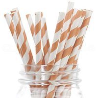 CleverDelights Biodegradable Paper Straws - Peach Stripe - Box of 100