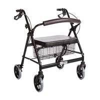 Heavy Duty Medical Bariatric Heavy Duty Rollator Walker with Seat and 4 Wheels,with Large Seat for Seniors, 8 Inch Wheels 400LB,Basket and Brakes, by Healthline Trading (Black)