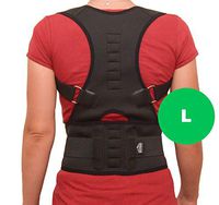 BUCHNER ® Durable Back Brace Posture Corrector L Black for Men & Women | Spine & Back Support Providing Pain Relief for Neck, Back, Shoulders | Breathable | Improves Posture | Version 2020
