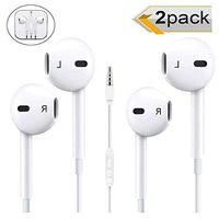 [2 Pack] Headphones/Earphones/Earbuds, Timegevity 3.5mm Wired Headphones Noise Isolating Earphones Built-in Microphone & Volume Control Compatible iPhone iPod iPad Samsung/Android / MP3 MP4 (White)