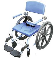 Attendant Shower Wheelchair Bath Toilet Commode Aluminum Adjustable 18 in. seat wide with 24" Wheels