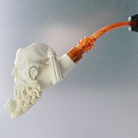 Meerschaum Decorative Smoking Man with Flowing Beard Tobacco Pipe 1/2 Bend by Paykoc M19009