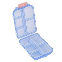 Yeeho Pill Case - Portable Supplements Tablet Container Box with 10 Compartments - Medicine Capsule Vitamin Foldable Organizer Dispenser Holder Storage for Travel Trip Pocket Purse - Clear Blue
