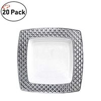 TigerChef White & Silver 10.75" Dinner Plates Diamond Design Collection Pack Of 20