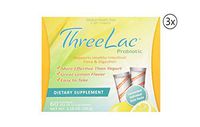 Threelac Original Natural Probiotic Candida Relief Lemon Flavor Dietary Supplement (3 Box) .053-Ounce 60 Packets by Global Health Care
