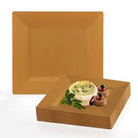 Elegant Disposable Plastic Dessert Plates 120 Pcs - Heavy Duty Fancy Square Gold Salad Plates - 6.5" Reusable Appetizer Cake Plates - Bulk Party Supplies For Wedding, Easter, Birthday & All Occasions