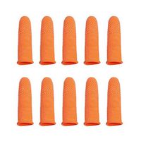 LIOOBO 100pcs Silicone Finger Cots Protectors Covers Caps Heat Resistant Non-Slip for Hot Glue Wax Resin Honey Adhesives Scrapbooking Sewing Size M (Orange)