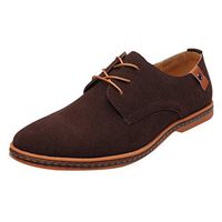 Mens Leather Shoes,Males Fashion Casual Slip-on and Lace-up Solid Deck Outdoor Oxford Leather Suede Shoes