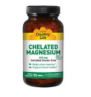 Country Life - Chelated Magnesium, 250 mg, 180 tab, Pack of 3