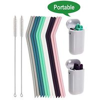 Senneny 12 Regular Size Silicone Drinking Straws for 30oz and 20oz Tumbler - Portable Reusable Silicone Straws for Yeti/Rtic/Ozark - with Case & Cleaning Brush- 12 Bent